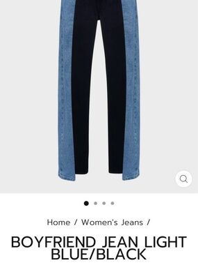 Two-Tone Light Blue & Black Boyfriend Jeans